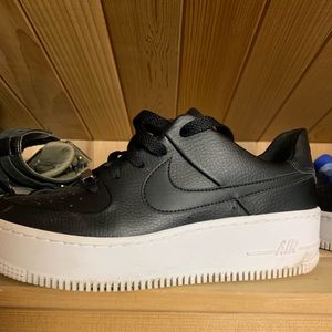Nike Black Leather Platform Sneakers
